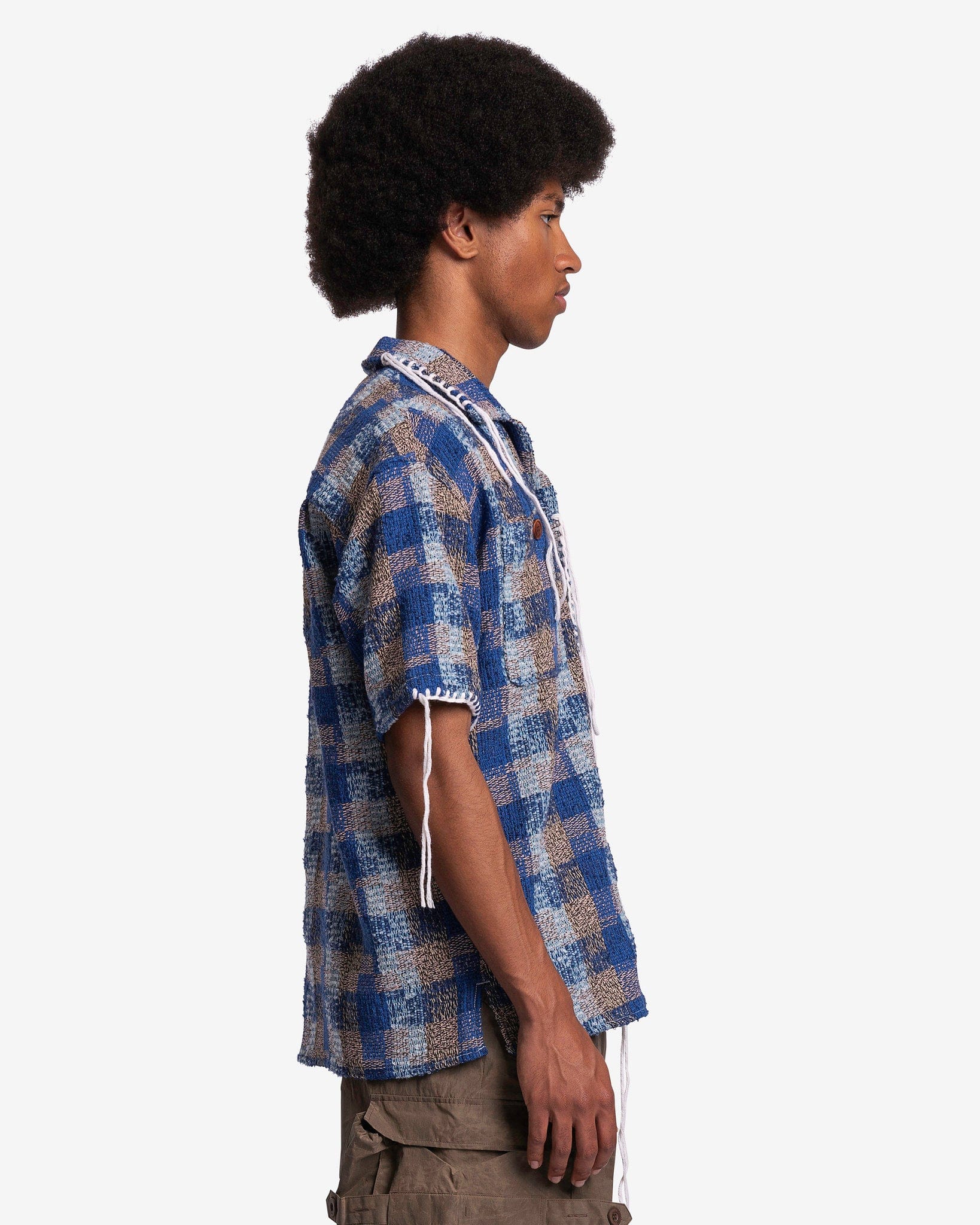 Kenley Check Open Collar Shirt in Blue