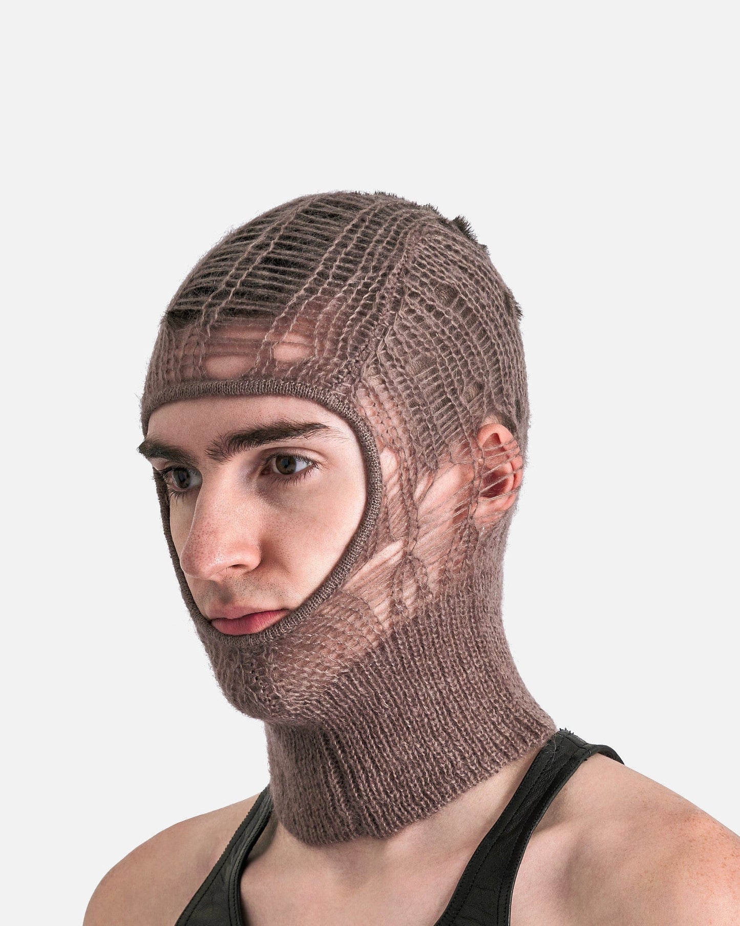 Rick Owens Men's Hats OS Knit Balaclava in Dust