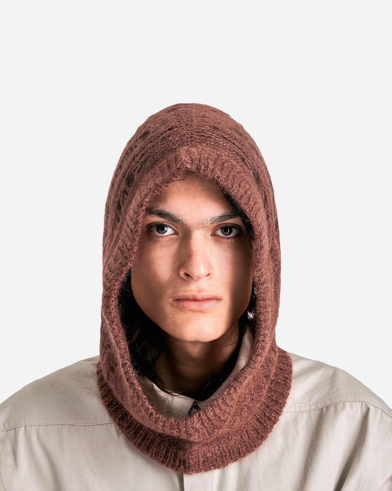 Rick Owens Men's Hats OS Knit Hood in Henna