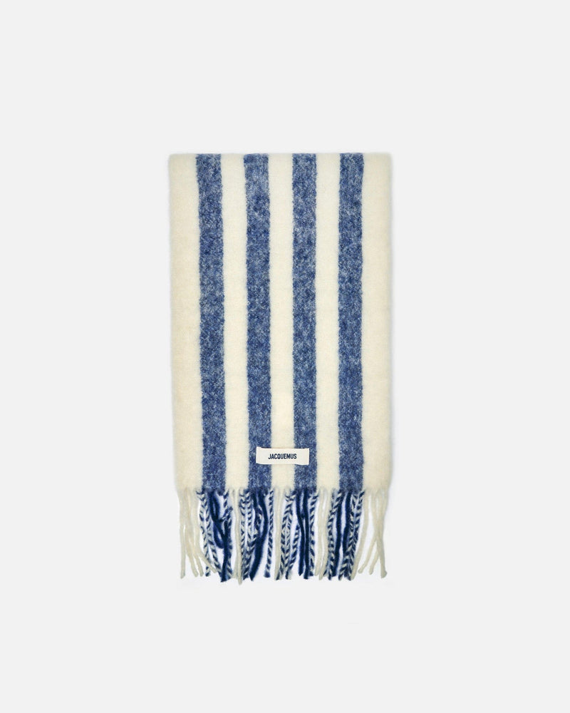 Jacquemus Scarves OS L'echarpe Carro in White/Blue Stripe