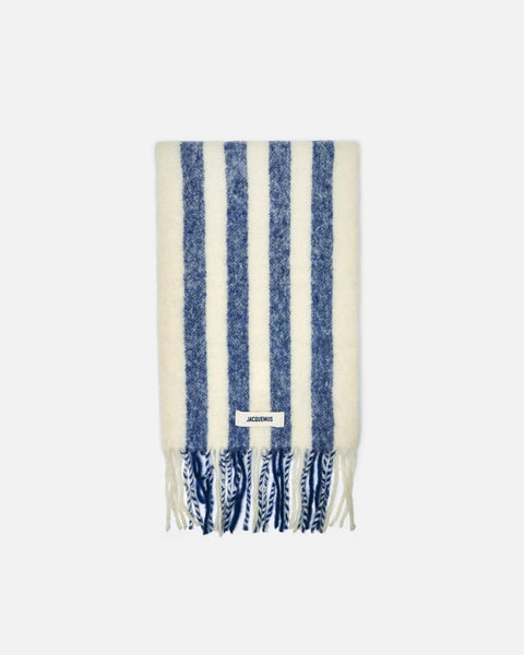 L echarpe Carro in White Blue Stripe SVRN