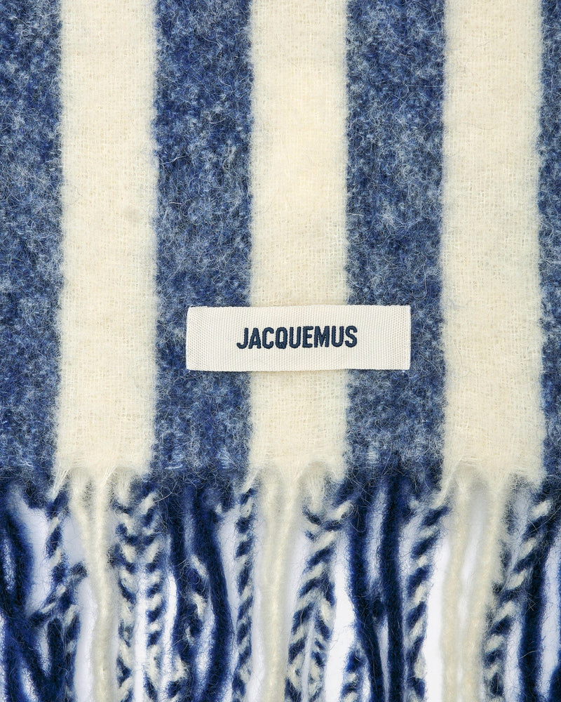 Jacquemus Scarves OS L'echarpe Carro in White/Blue Stripe