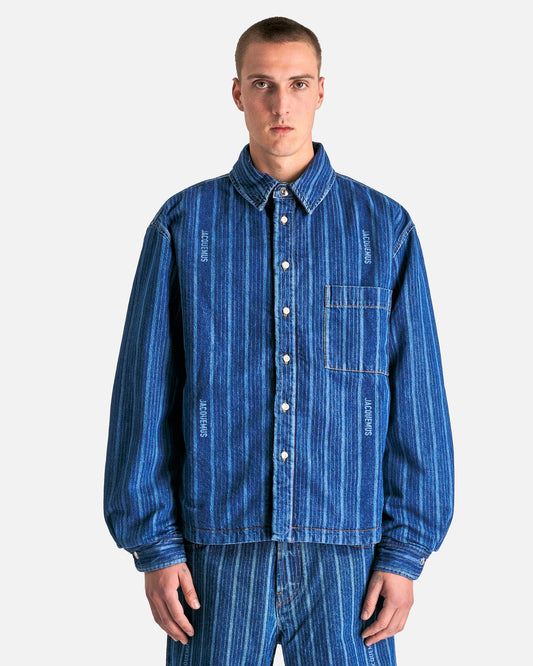 Jacquemus Men's Shirts La Chemise Boulanger in Print Blue Stripe