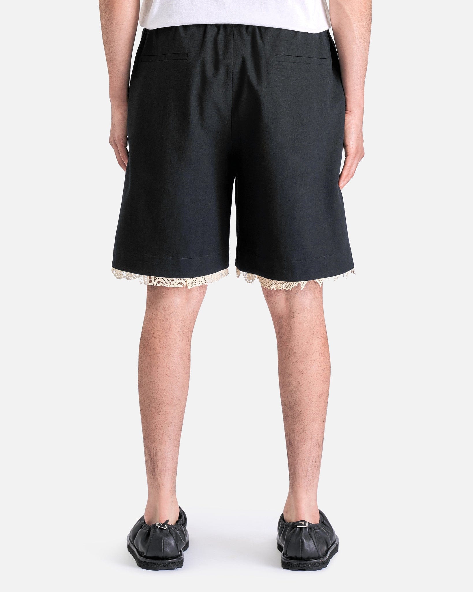 AUBERO Men's Shorts Lace Trim Short in Black