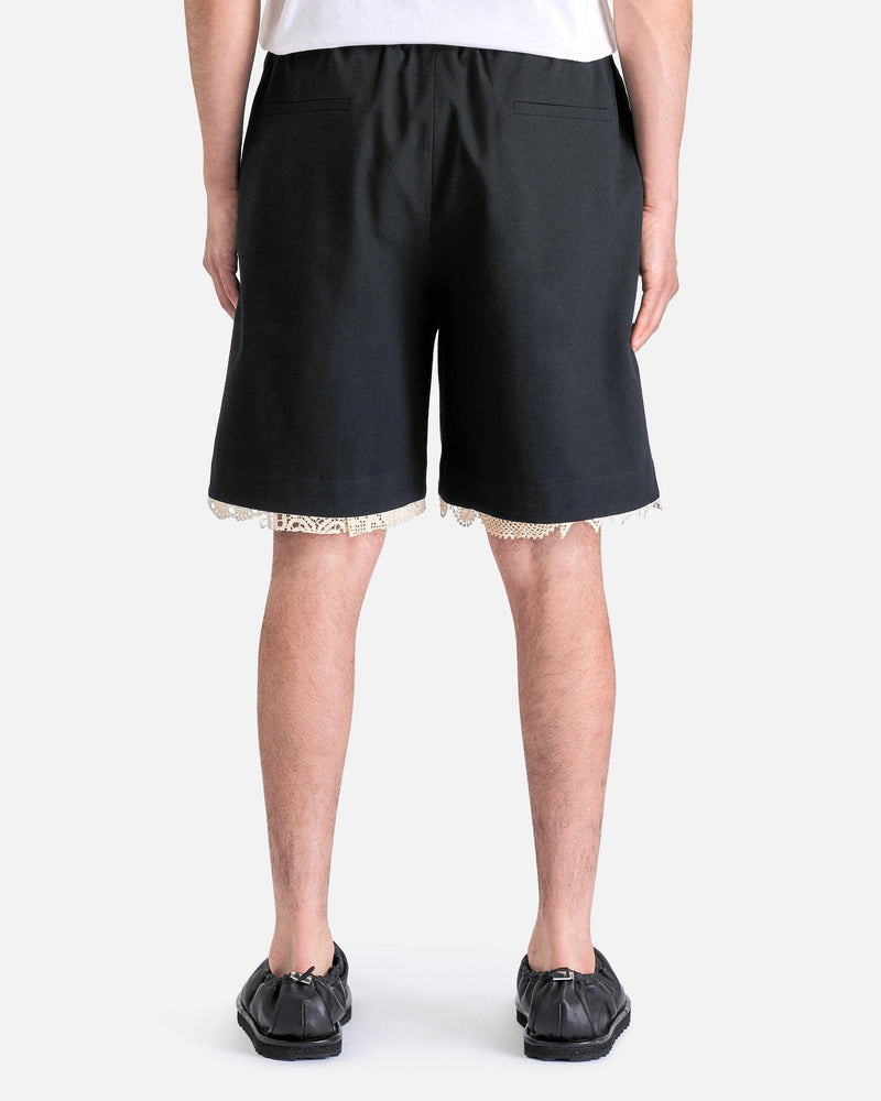 AUBERO Men's Shorts Lace Trim Short in Black