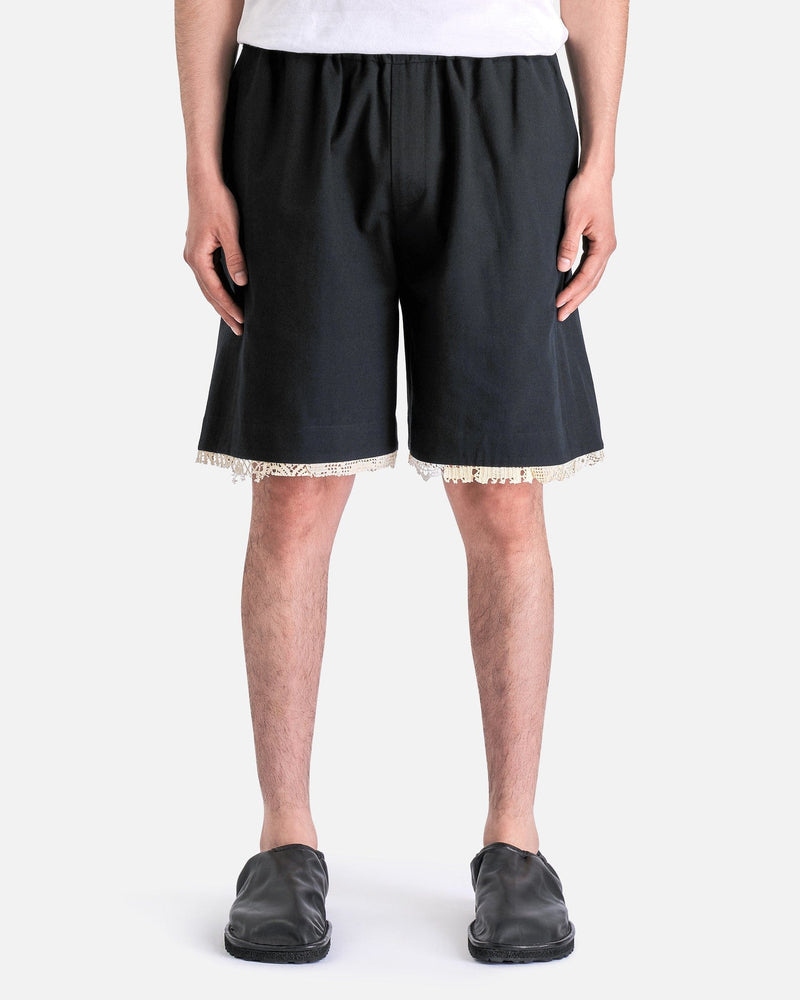 AUBERO Men's Shorts Lace Trim Short in Black