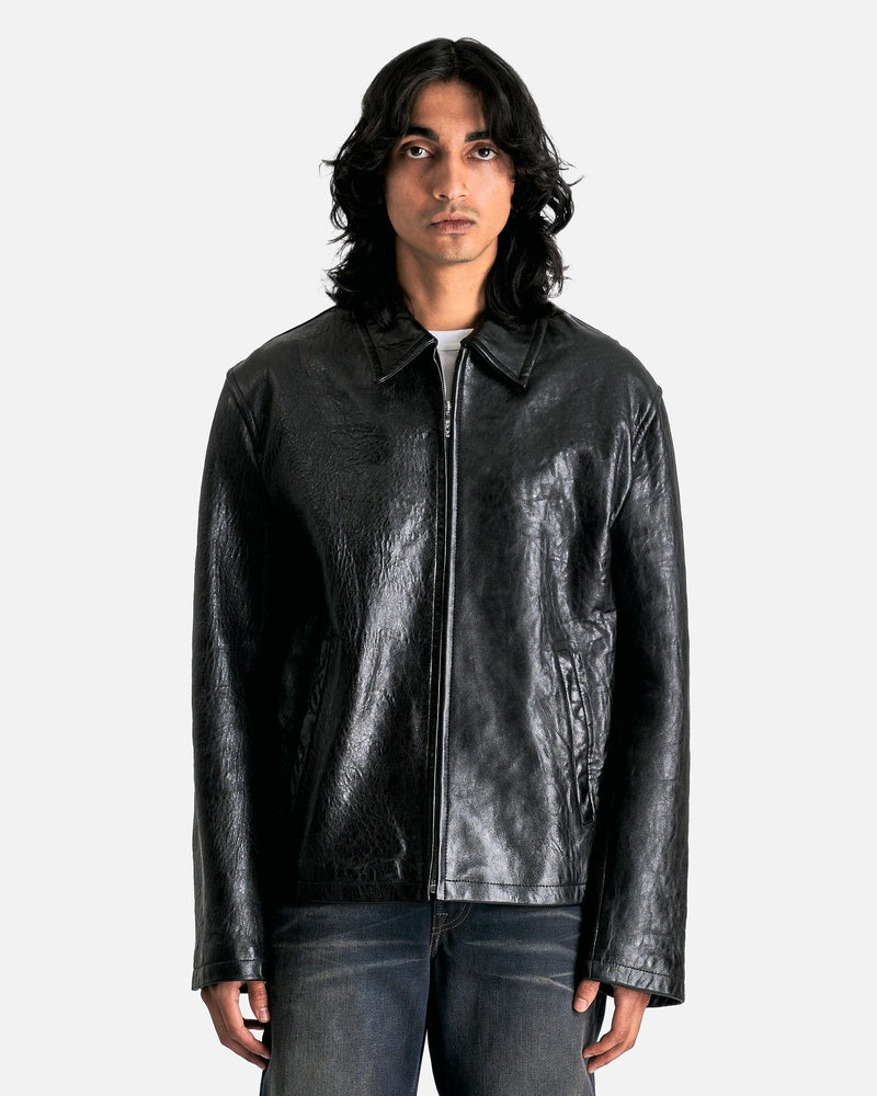 Acne Studios Men's Jackets Leather Zip Up Jacket in Black