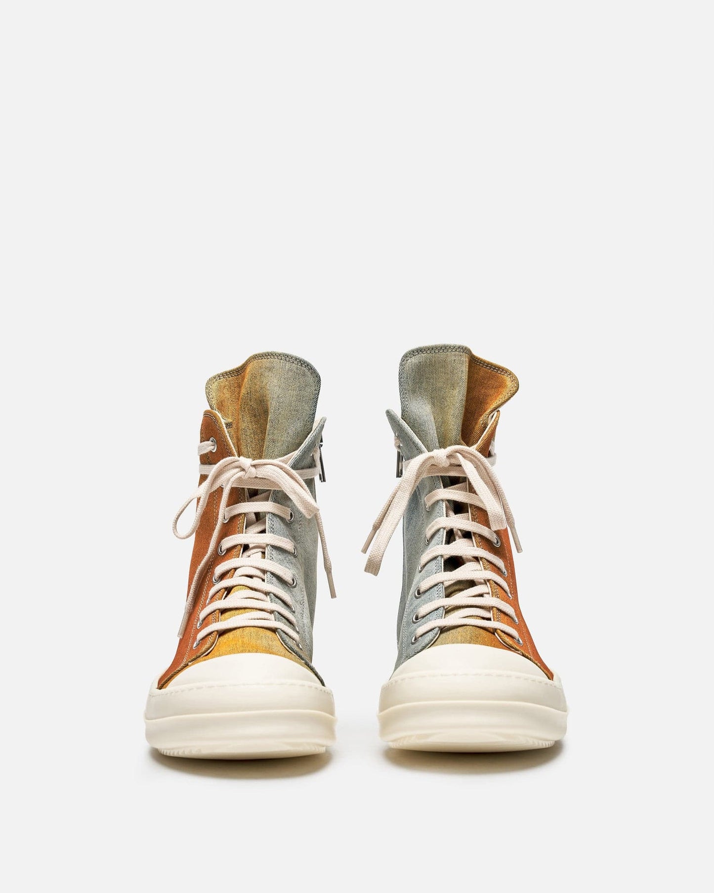 Rick Owens DRKSHDW Men's Sneakers Lido Dyed Denim Ramones in Sky/Orange Degrade/Milk/Milk