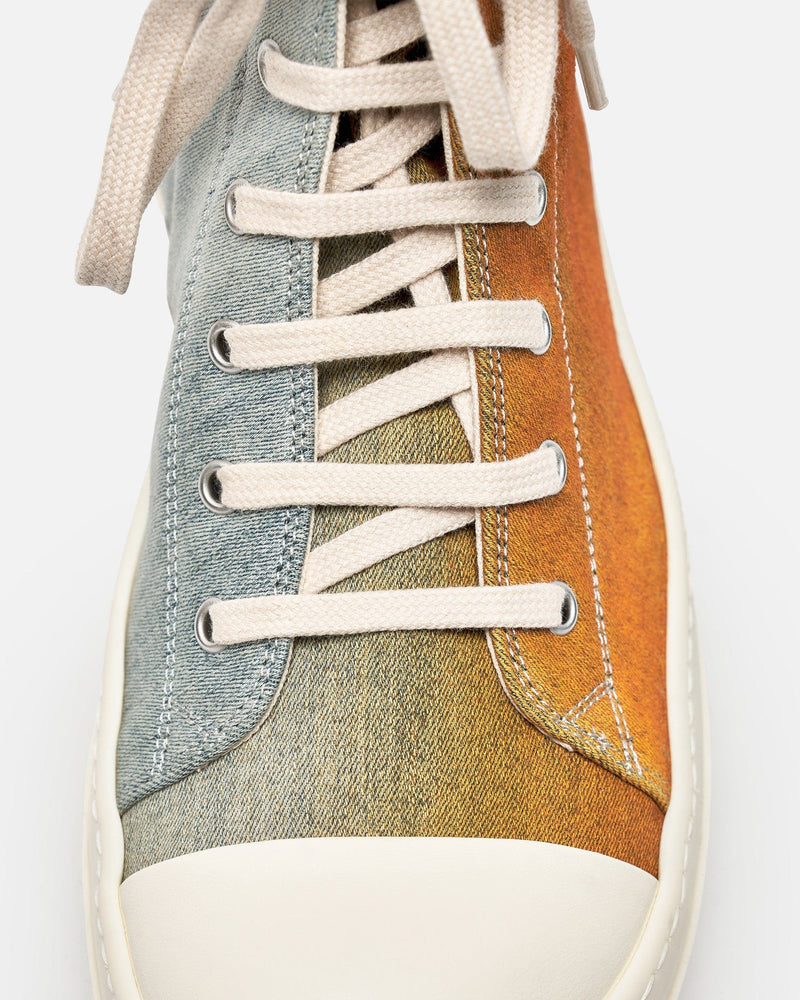 Rick Owens DRKSHDW Men's Sneakers Lido Dyed Denim Ramones in Sky/Orange Degrade/Milk/Milk