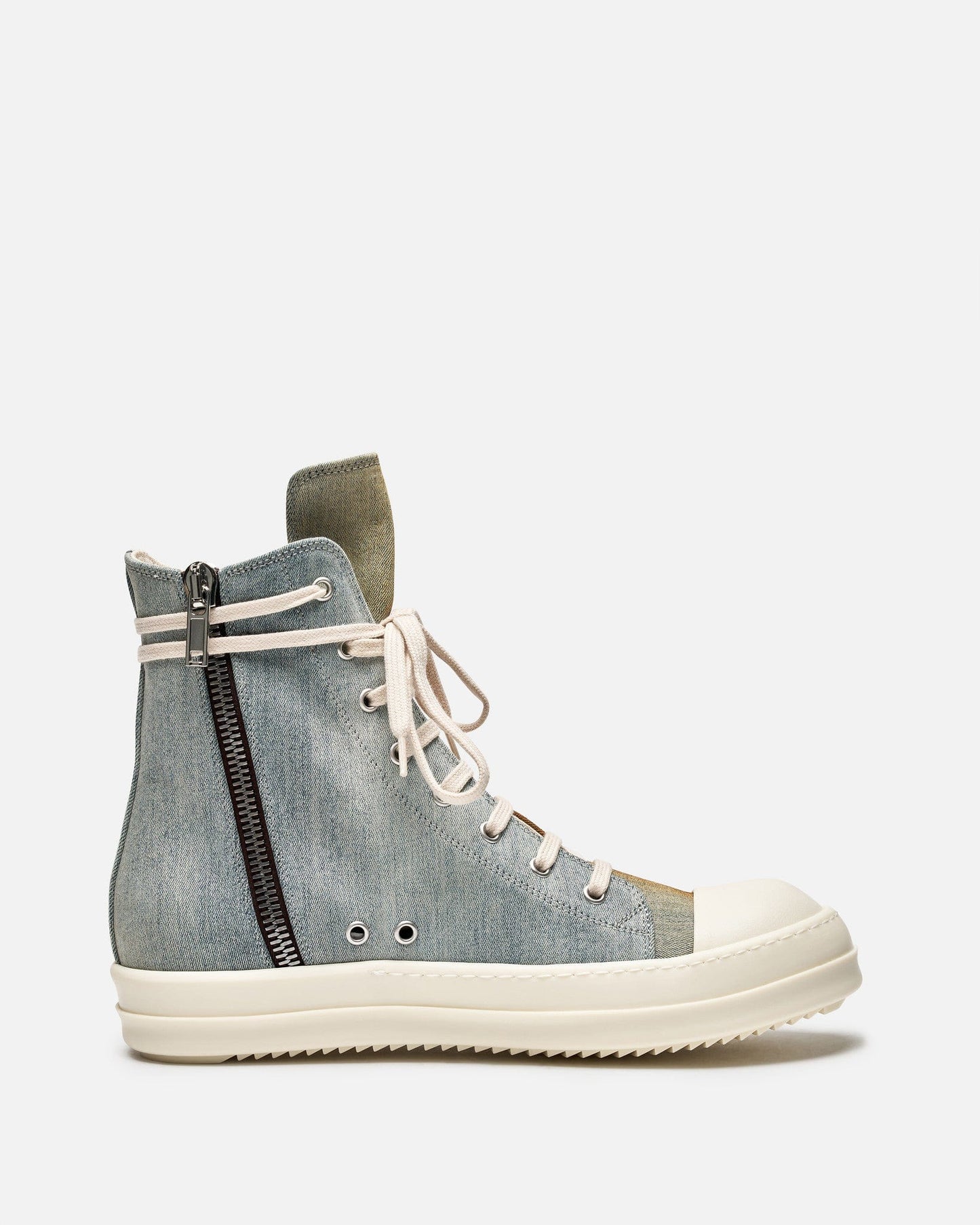 Rick Owens DRKSHDW Men's Sneakers Lido Dyed Denim Ramones in Sky/Orange Degrade/Milk/Milk