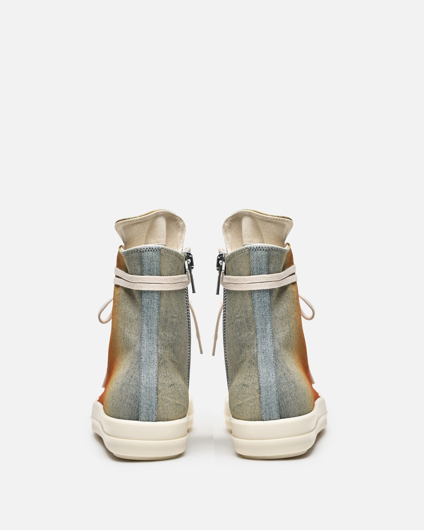 Rick Owens DRKSHDW Men's Sneakers Lido Dyed Denim Ramones in Sky/Orange Degrade/Milk/Milk