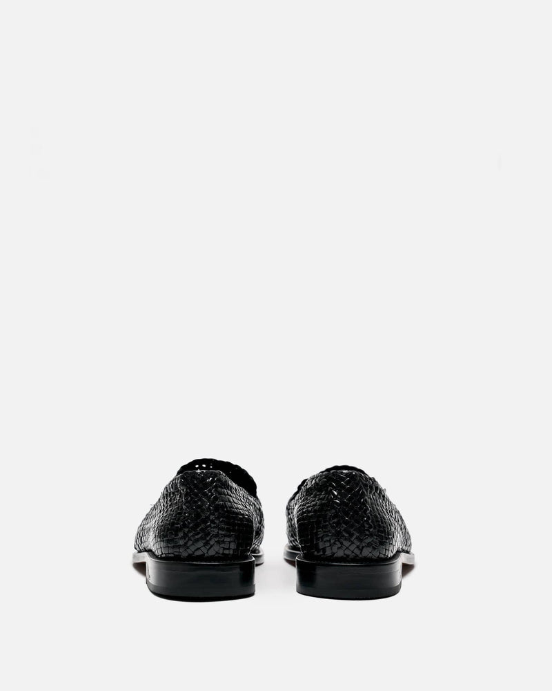 Marni Men's Shoes Light Woven Leather Loom Moccasin in Black