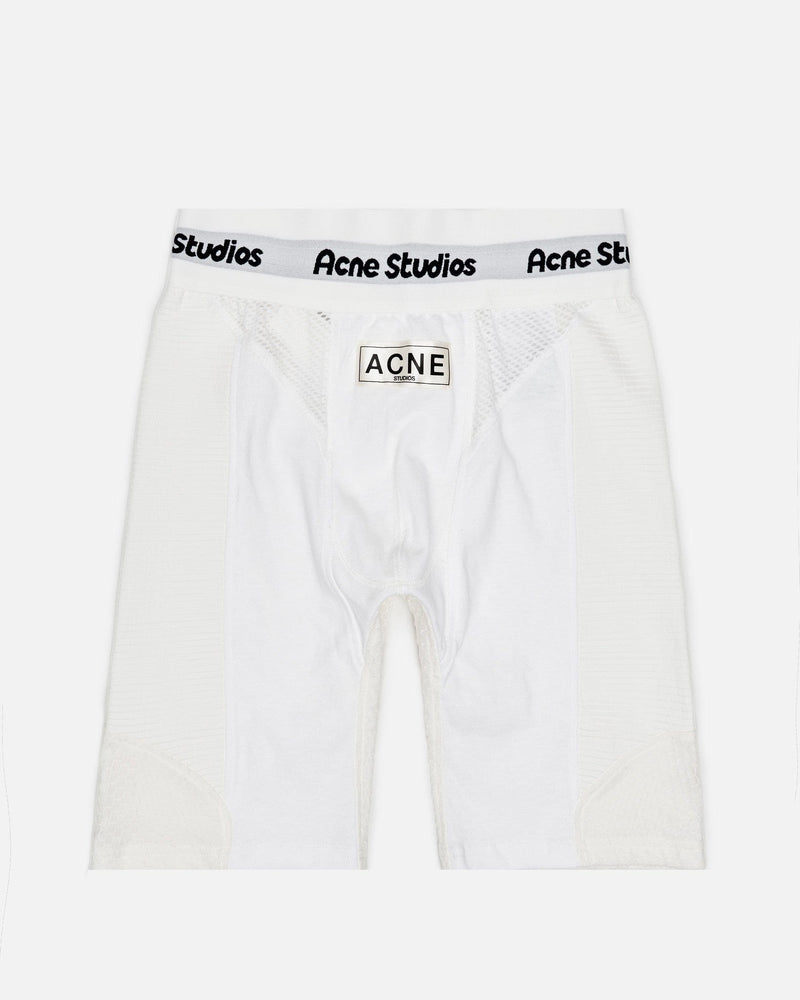 Acne Studios Men's Shorts Logo Printed Shorts in Optic White