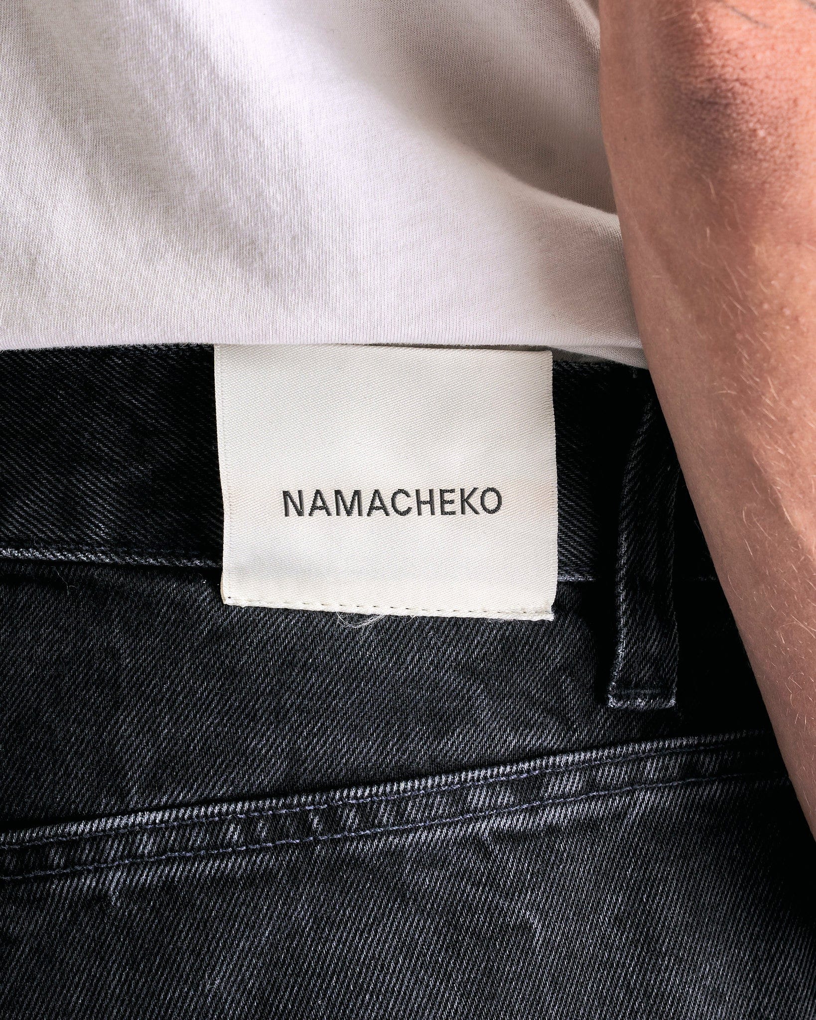 NAMACHEKO Men's Jeans Lomna Denim Jeans in Black/Embroidery Black