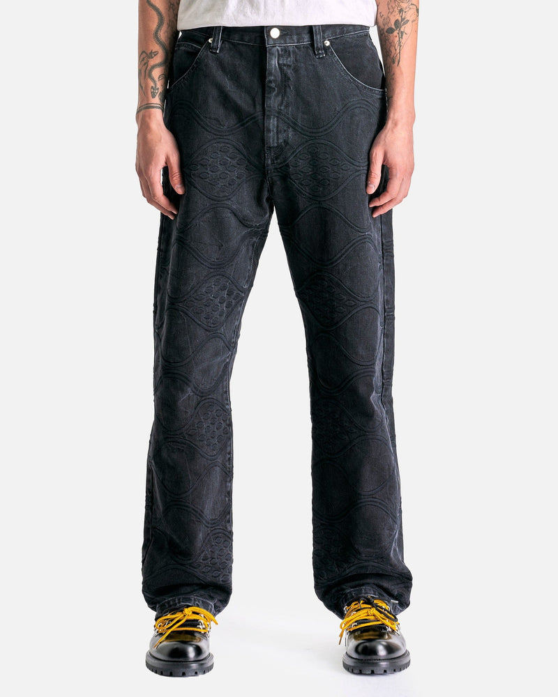 NAMACHEKO Men's Jeans Lomna Denim Jeans in Black/Embroidery Black