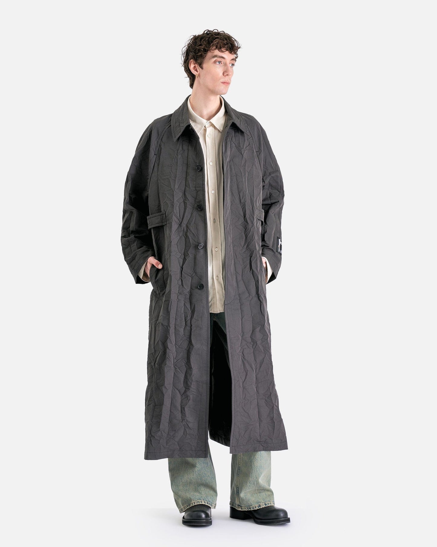 Acne Studios Men's Coat Long Coat in Dark Grey