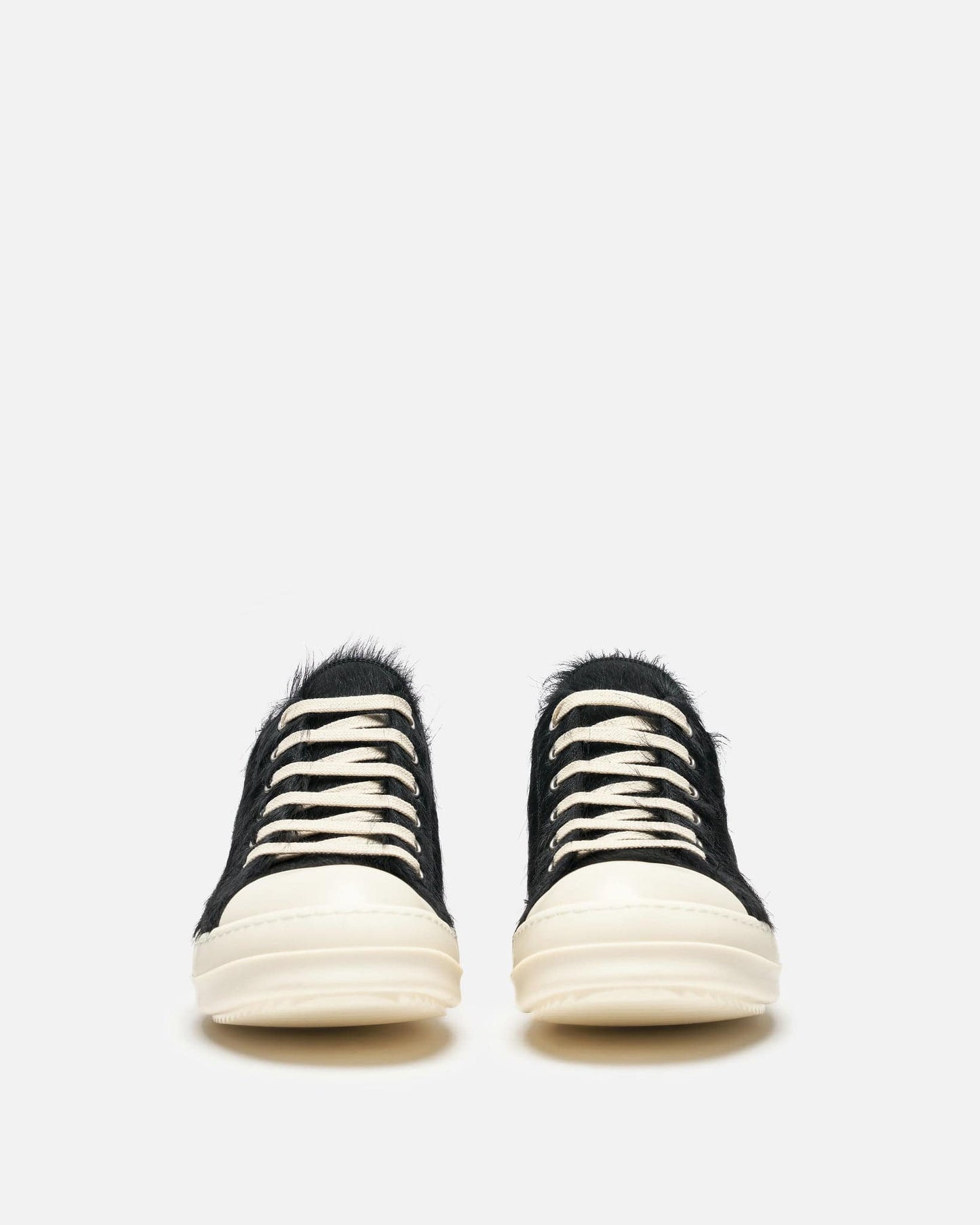 Rick Owens Men's Sneakers Long Hair Low Ramones in Black/Milk