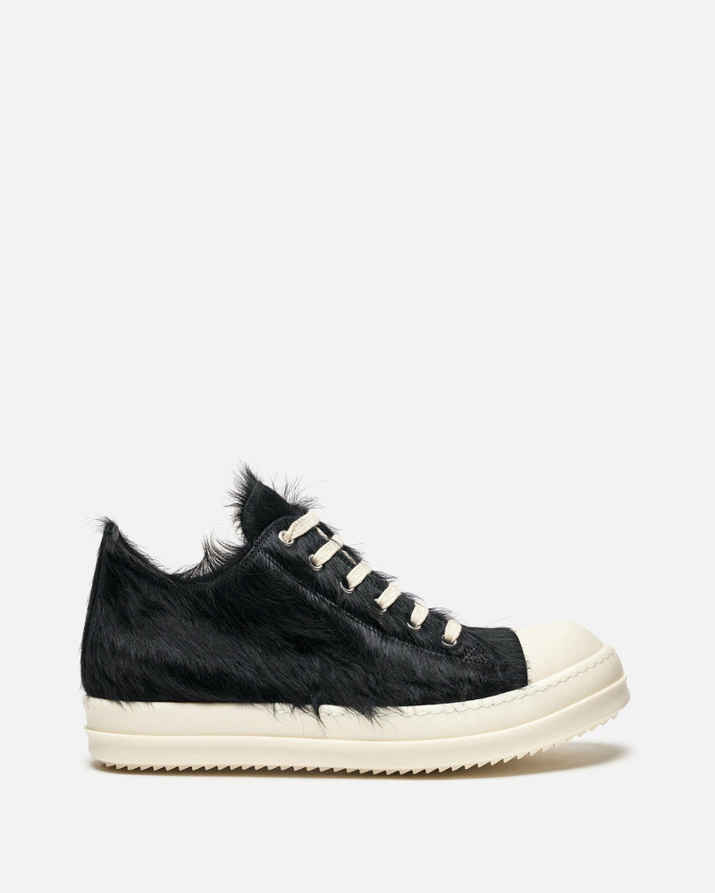 Rick Owens Men's Sneakers Long Hair Low Ramones in Black/Milk