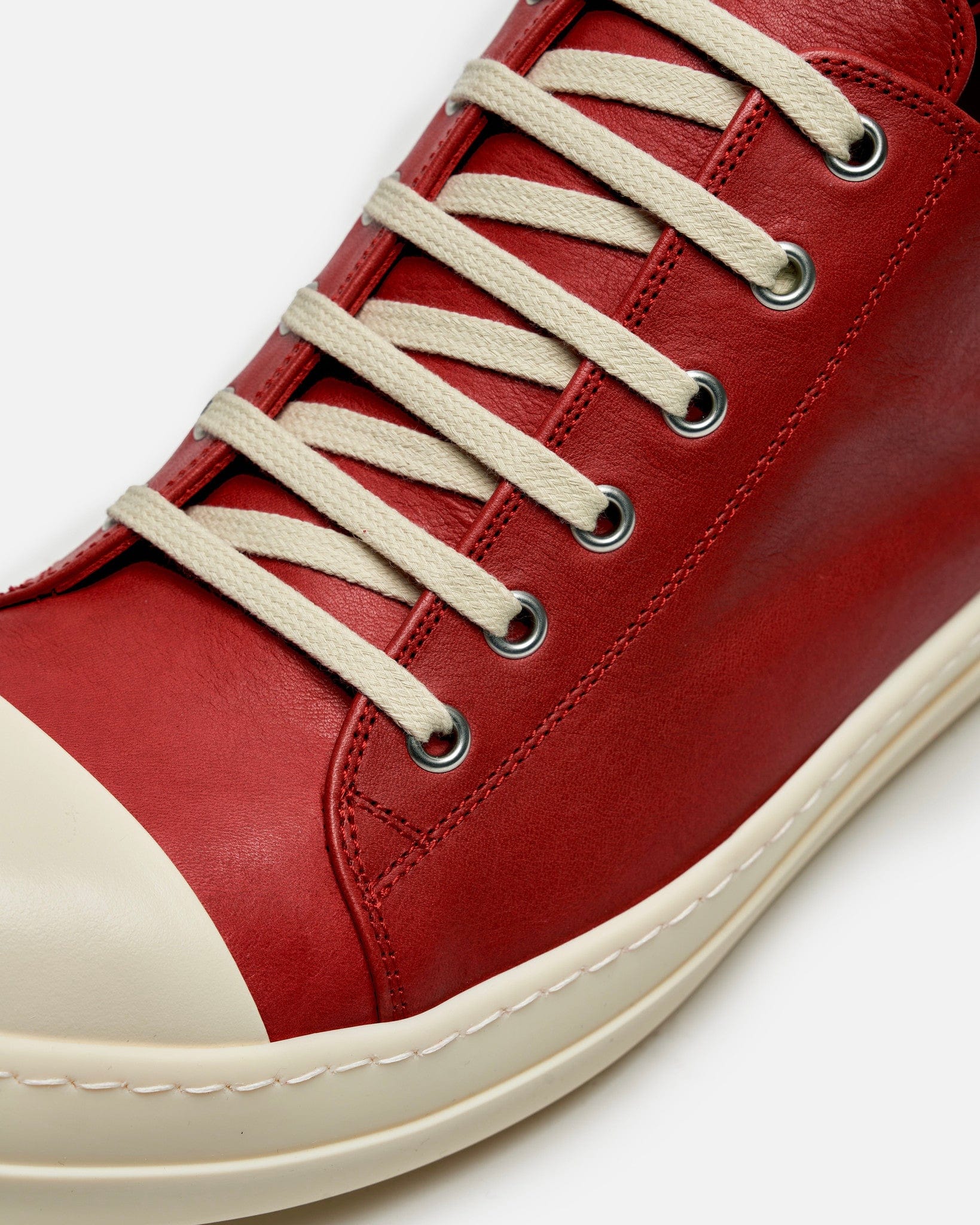 Rick Owens Men's Sneakers Low Ramones in Cardinal Red/Milk