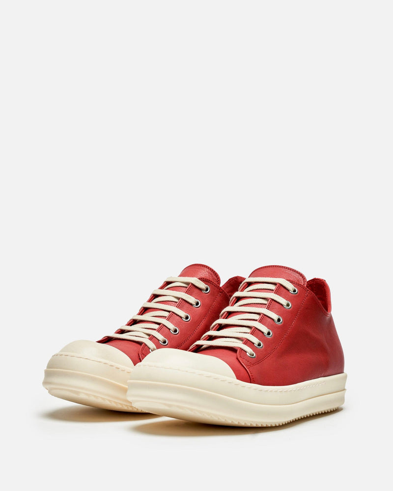 Rick Owens Men's Sneakers Low Ramones in Cardinal Red/Milk