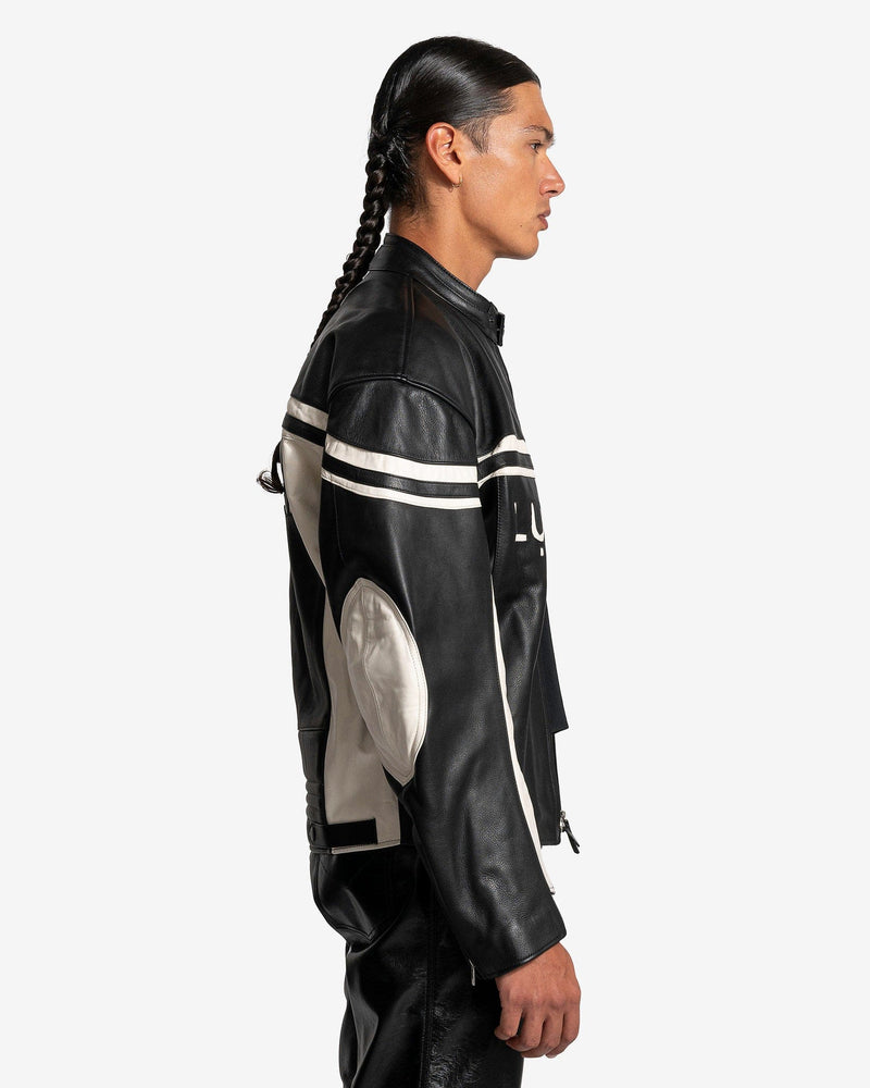 LU'U DAN - BLACK / RED / WHITE LEATHER BIKER JACKET