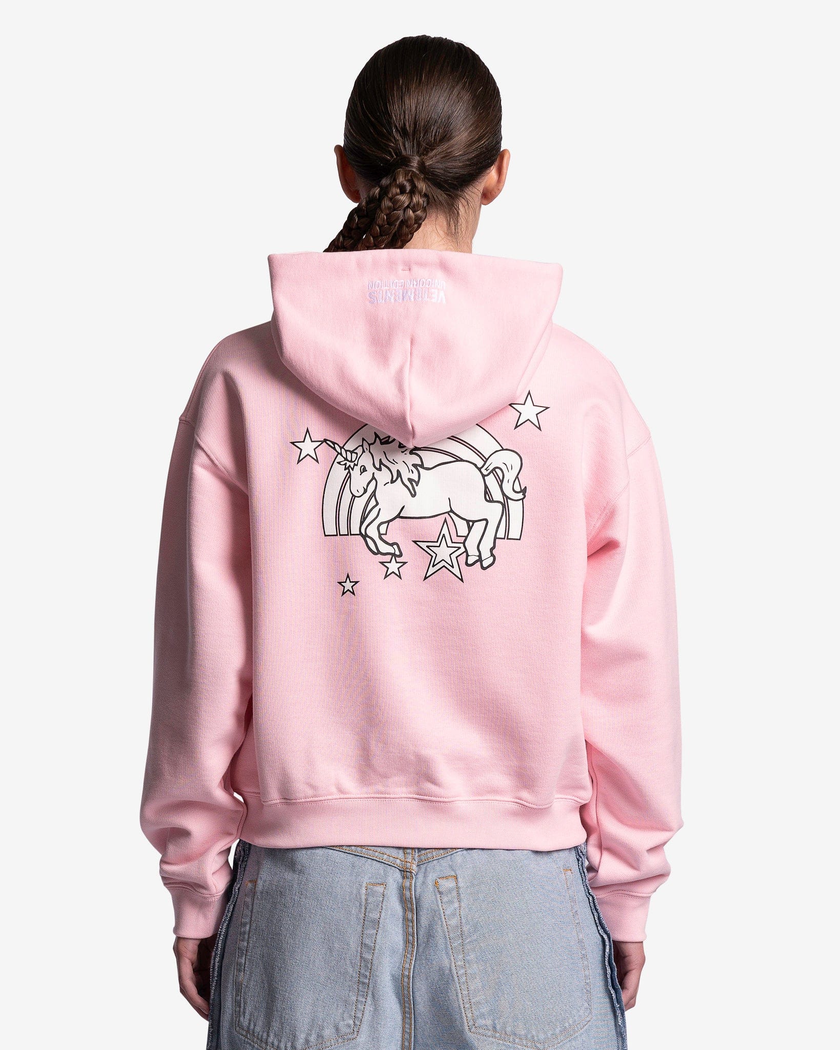 Magic Unicorn Fitted Zip-Up Hoodie in Baby Pink