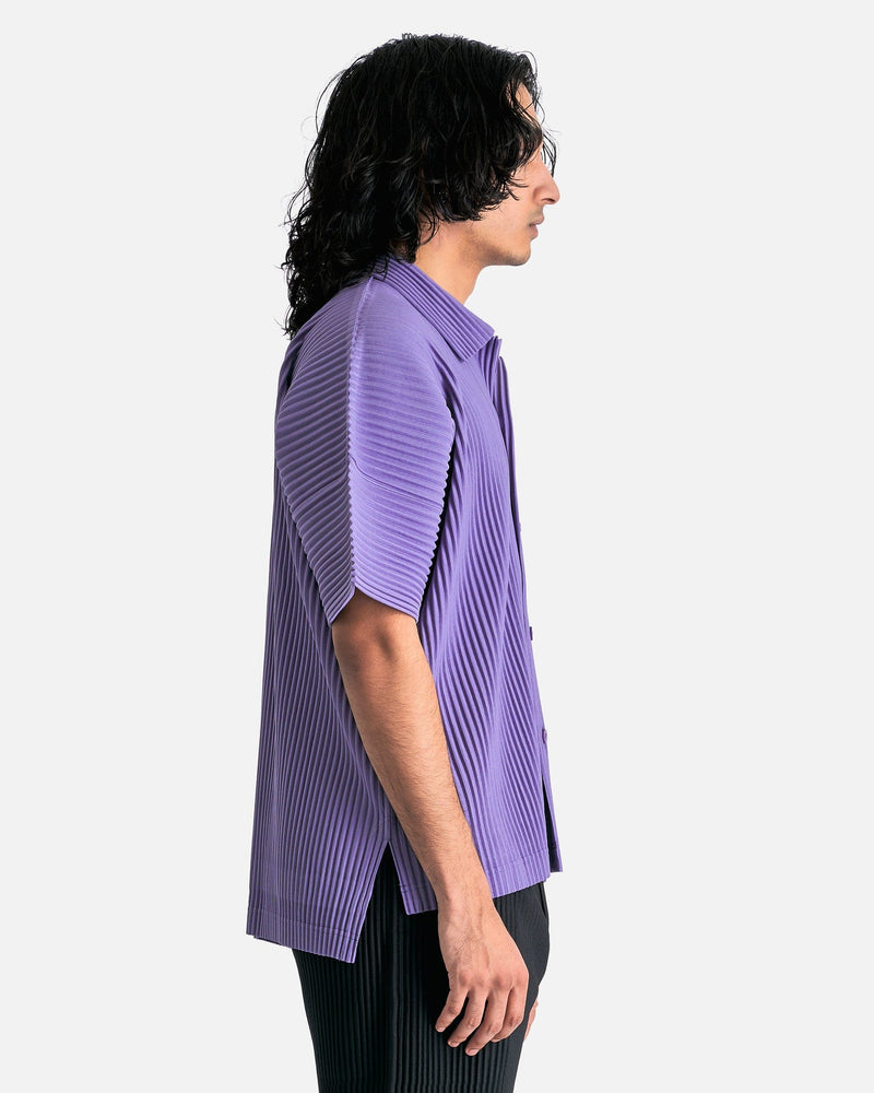 Homme Plissé Issey Miyake Men's Shirts MC July Shirt in Gray Purple