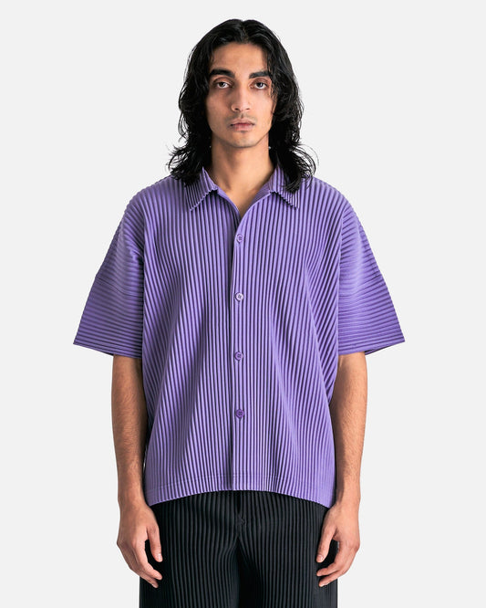 Homme Plissé Issey Miyake Men's Shirts MC July Shirt in Gray Purple