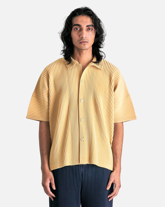 Homme Plissé Issey Miyake Men's Shirts MC July Shirt in Vanilla Beige