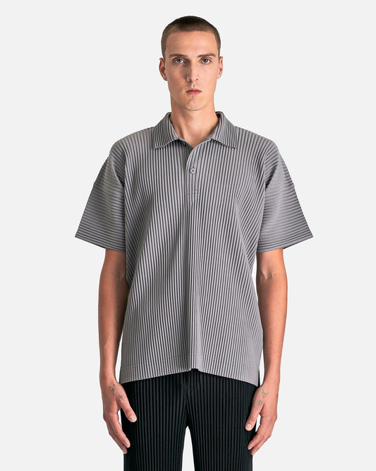 Homme Plissé Issey Miyake Men's Shirts MC May Polo Shirt in Warm Gray