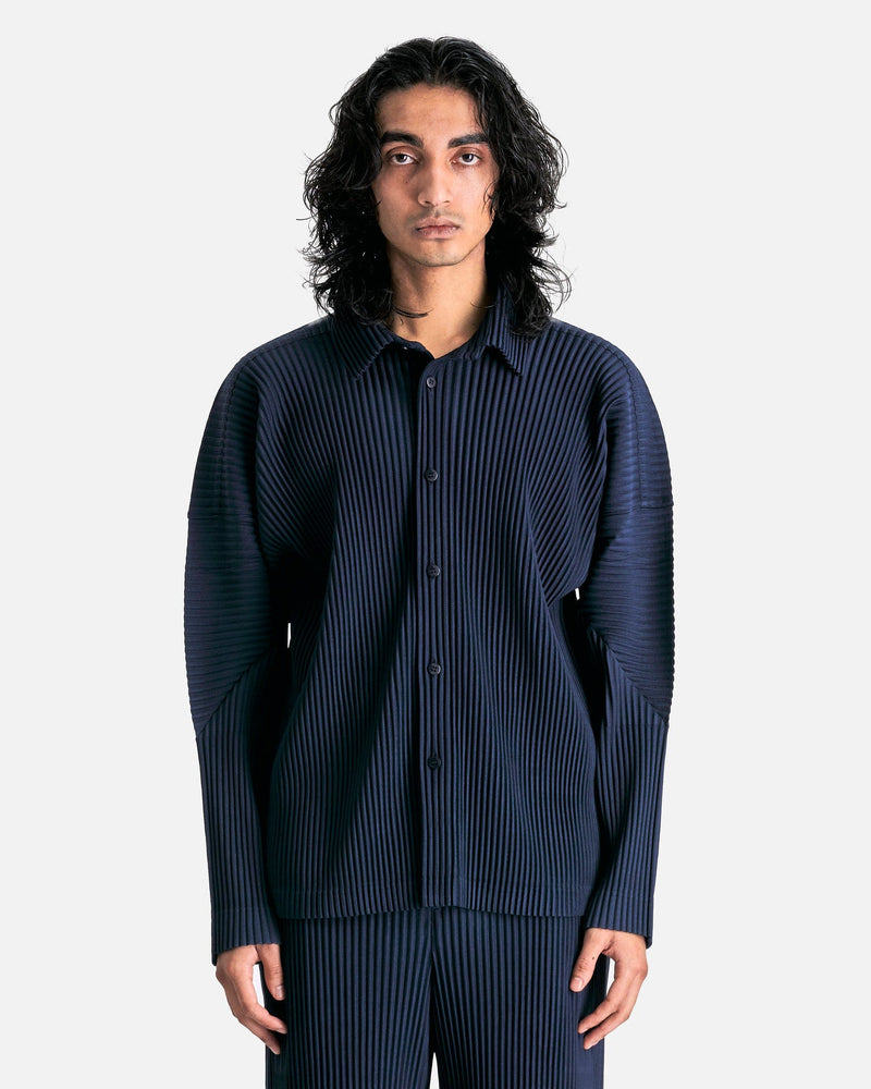 Homme Plissé Issey Miyake Men's Shirts MC November Shirt in Midnight Blue