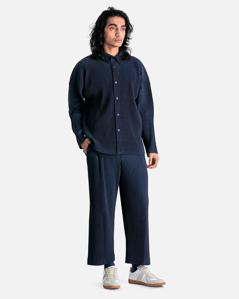 Homme Plissé Issey Miyake Men's Shirts MC November Shirt in Midnight Blue