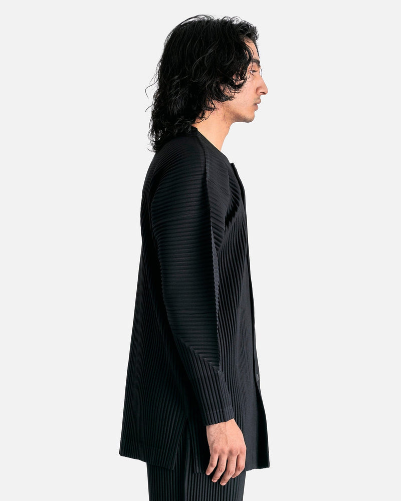 Homme Plissé Issey Miyake Men Sweaters MC October Pleated Cardigan in Black