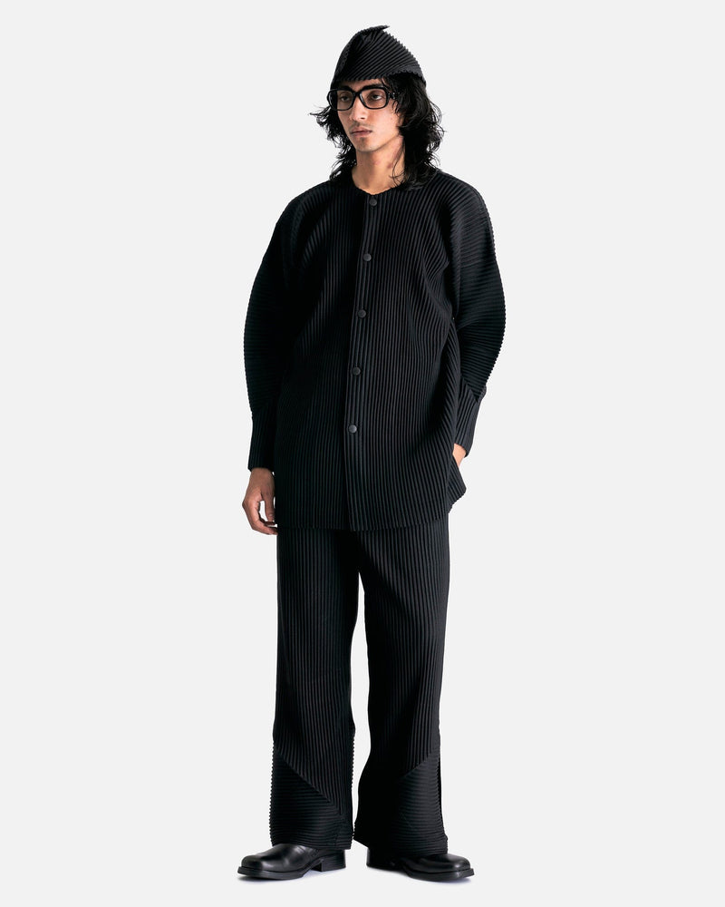 Homme Plissé Issey Miyake Men Sweaters MC October Pleated Cardigan in Black