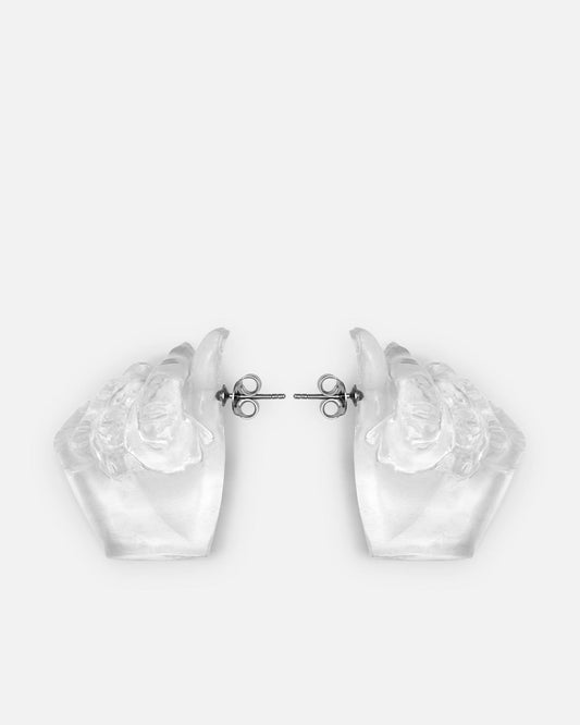 Y/Project Jewelry O/S Midi Finger Heart Pendant Earring in Transparent