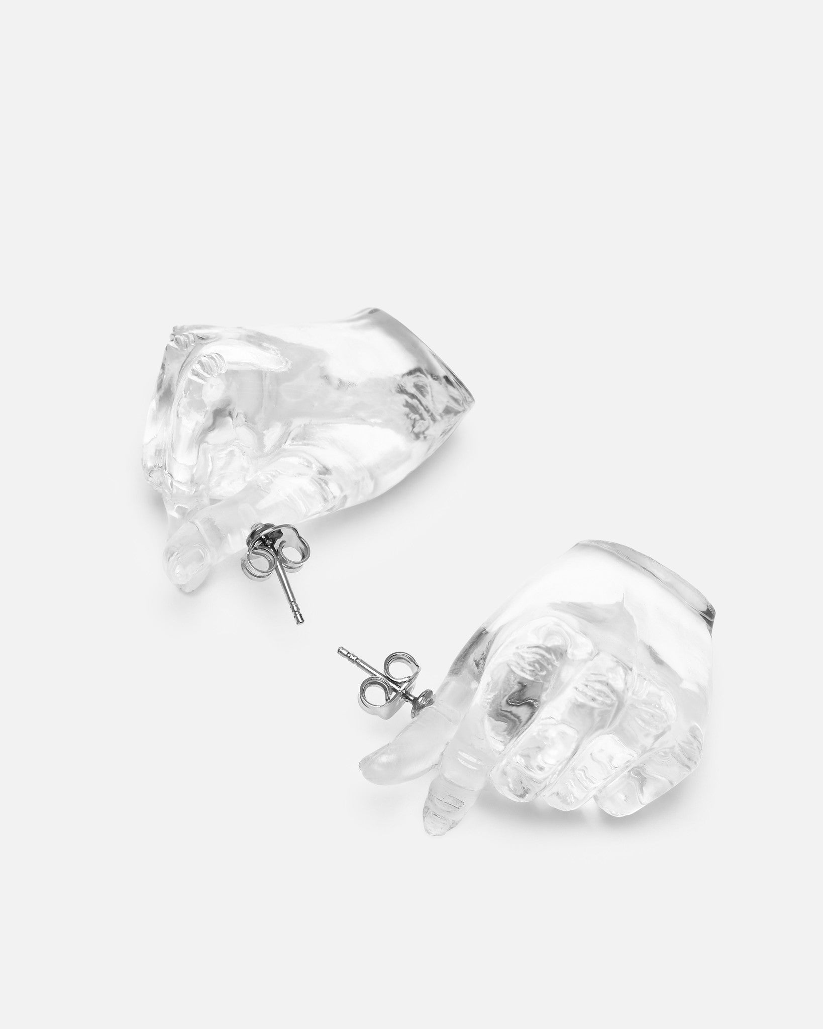Midi Finger Heart Pendant Earring in Transparent SVRN