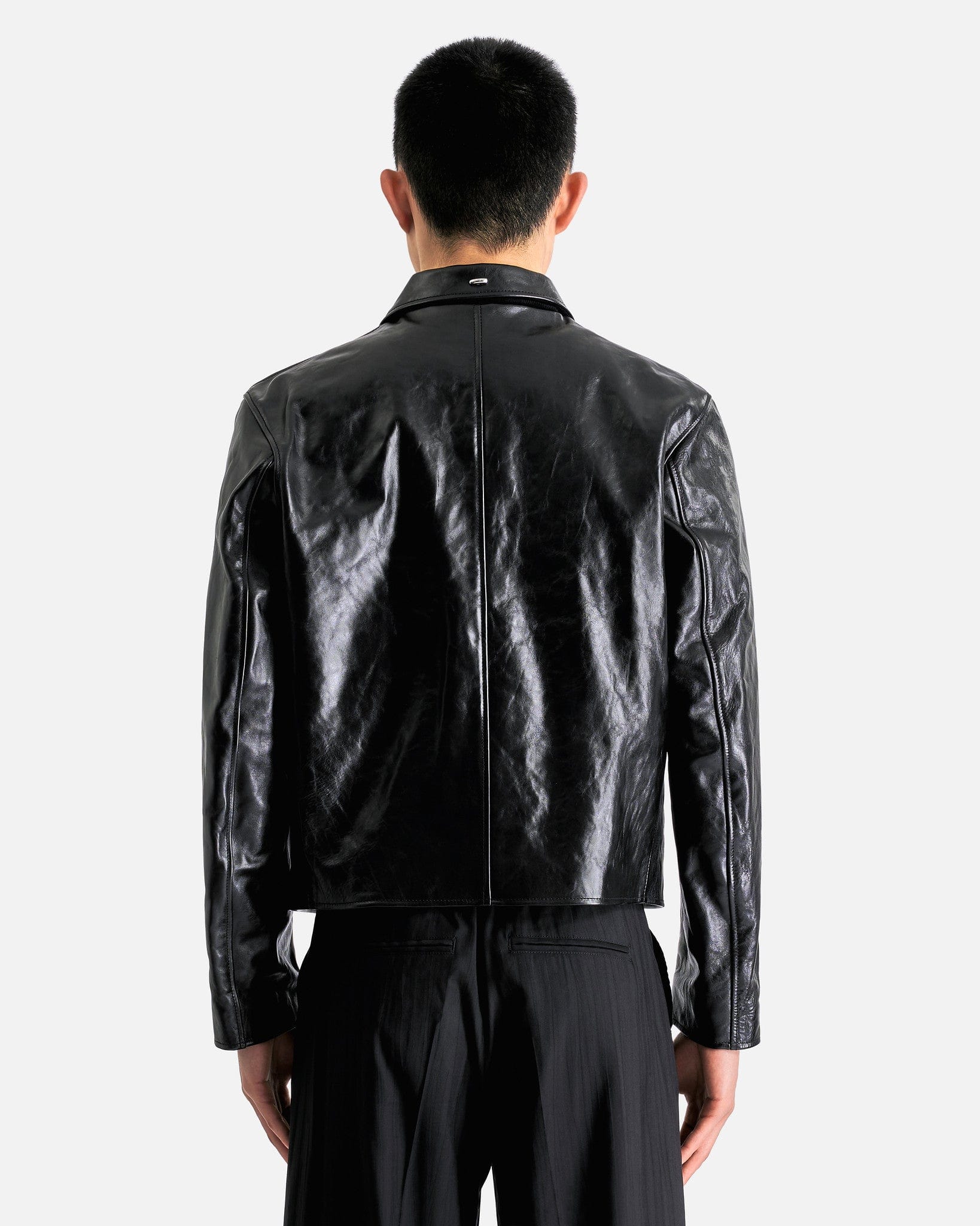 Our Legacy Men's Jackets Mini Jacket in Top Dyed Black Leather