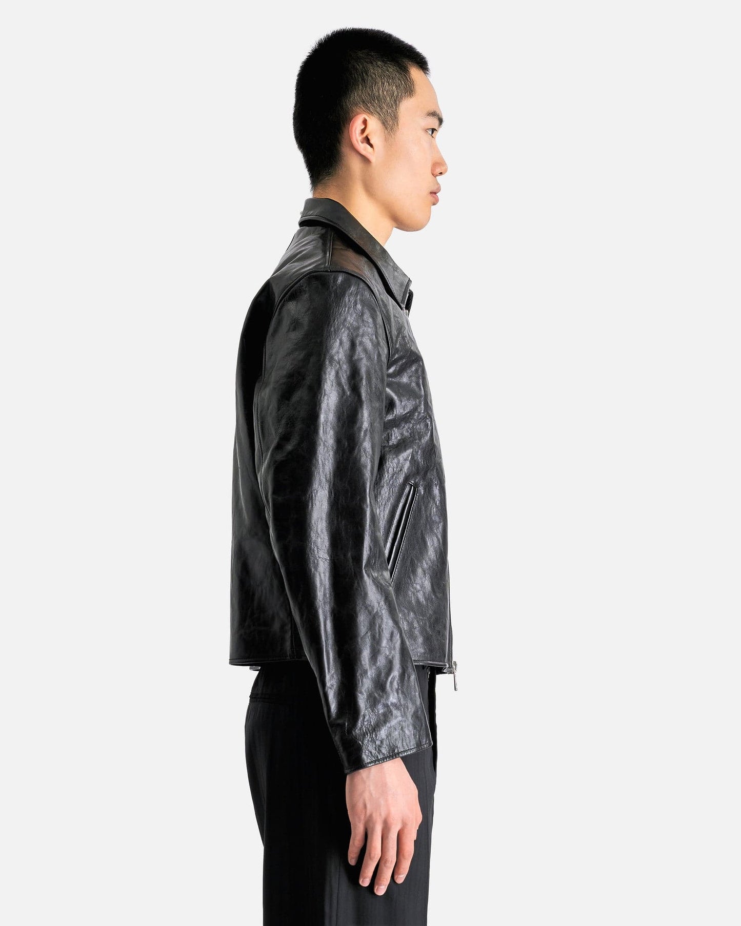 Our Legacy Men's Jackets Mini Jacket in Top Dyed Black Leather