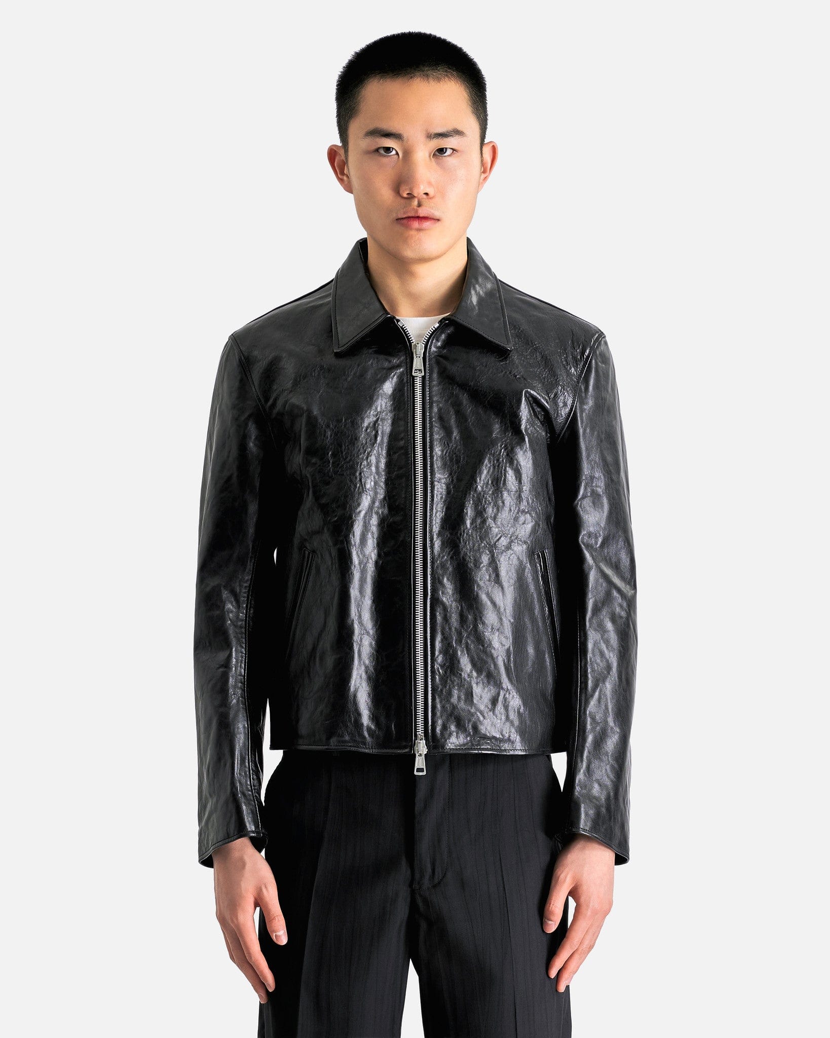 Our Legacy Men's Jackets Mini Jacket in Top Dyed Black Leather