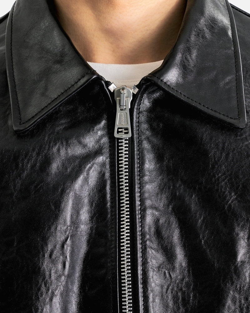 Our Legacy Men's Jackets Mini Jacket in Top Dyed Black Leather