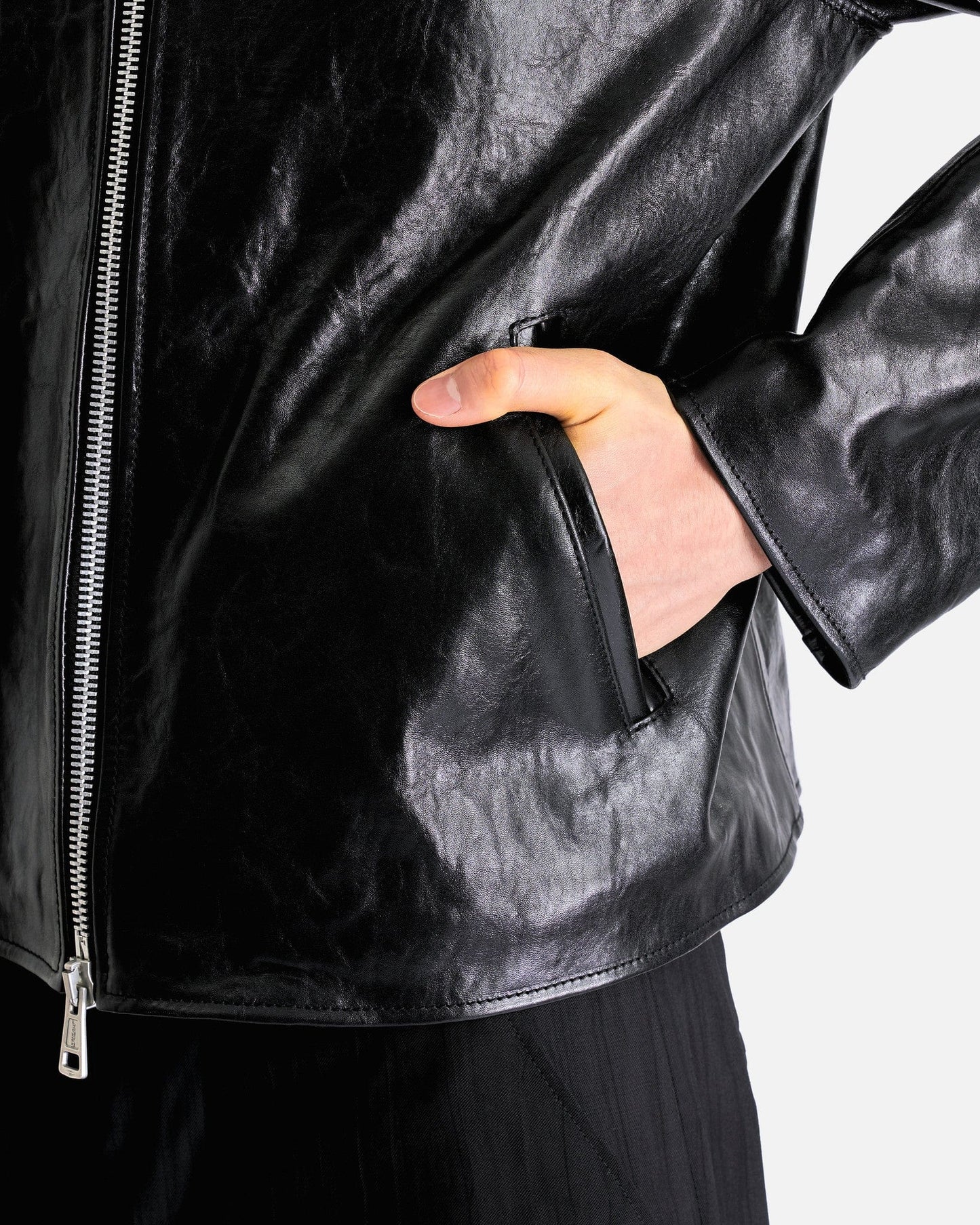 Our Legacy Men's Jackets Mini Jacket in Top Dyed Black Leather