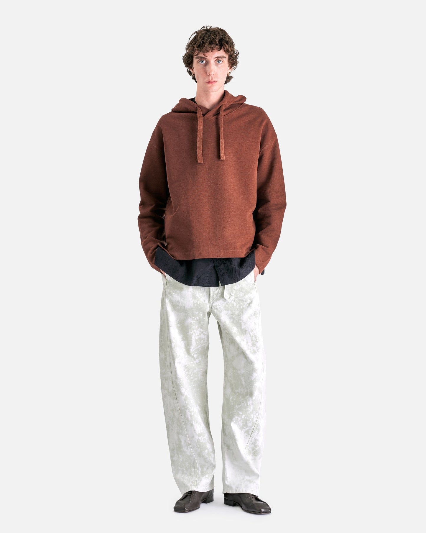 LEMAIRE Men's Sweatshirts Minimal Hoodie in Chocolate Fondant