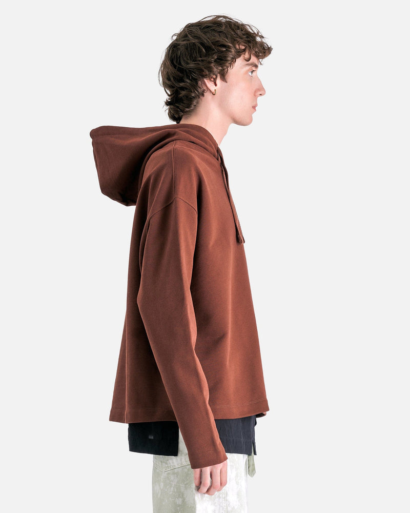 LEMAIRE Men's Sweatshirts Minimal Hoodie in Chocolate Fondant