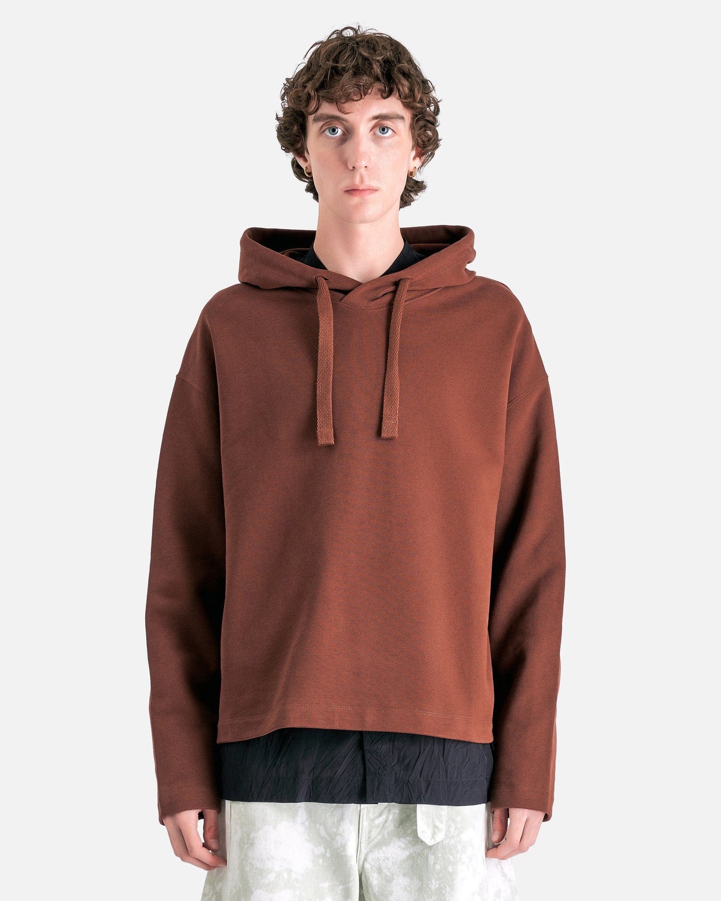 LEMAIRE Men's Sweatshirts Minimal Hoodie in Chocolate Fondant