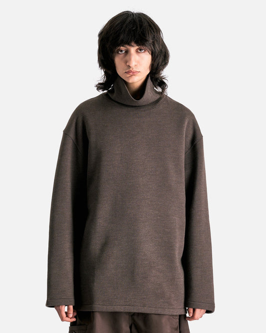 LEMAIRE Men's Sweatshirts Mock Neck Sweatshirt in Dark Brown Melange