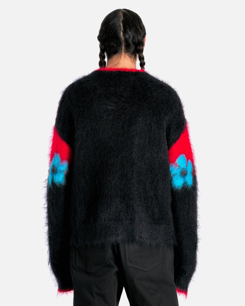 Marni Men's Sweater Mohair Jumper with Flowers in Black