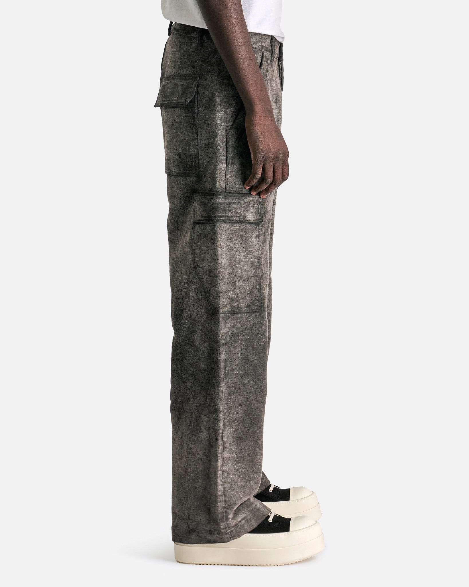 Rick Owens DRKSHDW Men's Pants Moleskin Cargo Trousers in Dust