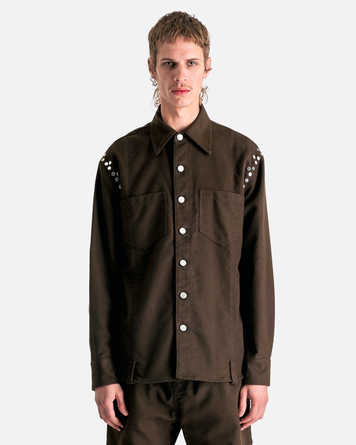 NAMACHEKO Men's Shirts Moleskin Overshirt in Brown