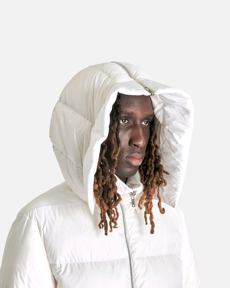 Rick Owens Men's Coat Moncler Hooded Cyclopic Coat in Milk