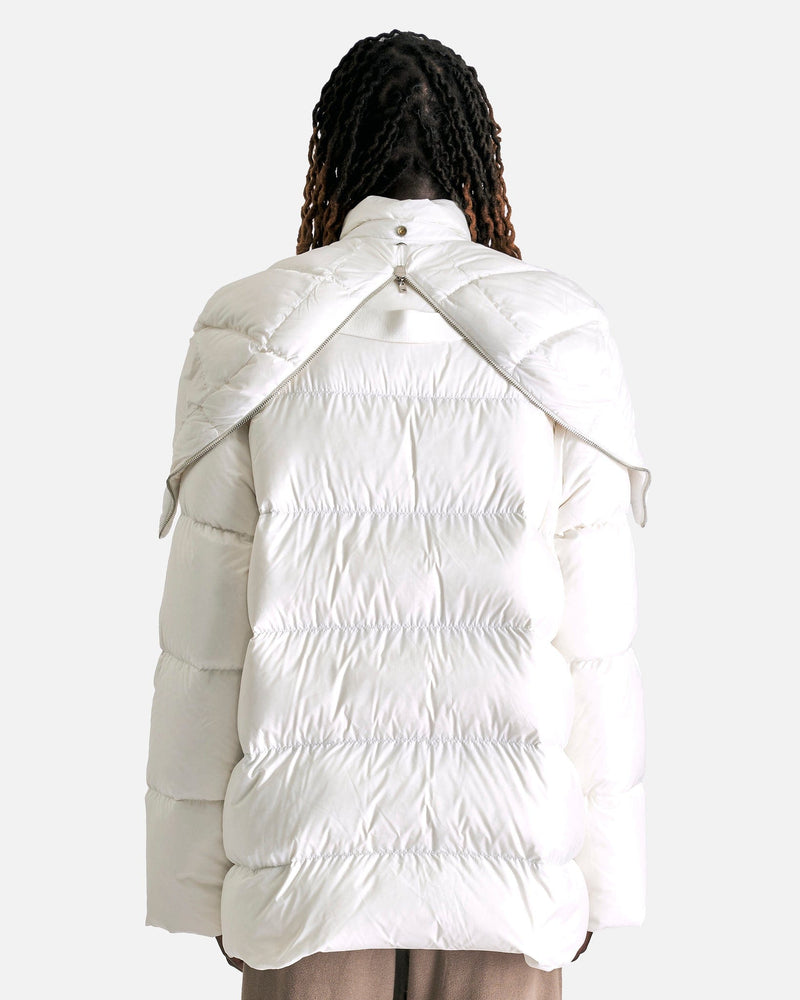 Rick Owens Men's Coat Moncler Hooded Cyclopic Coat in Milk